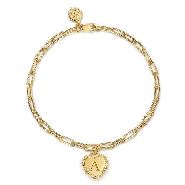 Gabriel & Co. 14k Yellow Gold Paperclip Bracelet with Heart Charm