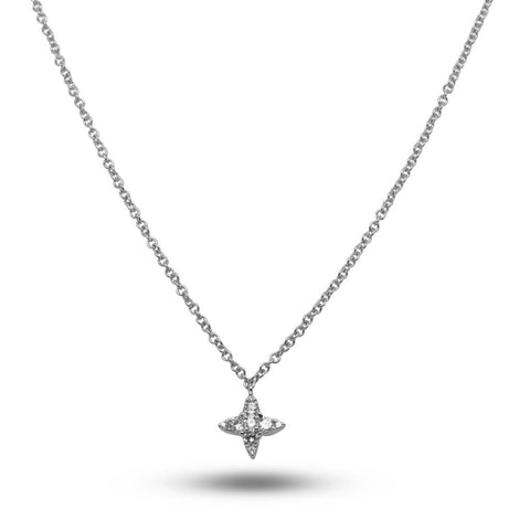 14k White Gold Necklace With Single Diamond Star