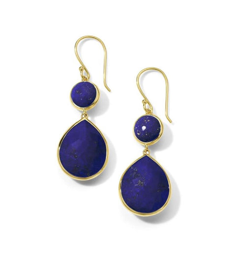 Ippolita Rock Candy Snowman Teardrop Earrings - 18k Yellow Gold in Lapis-Triplet