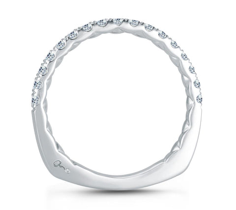 14k White Gold Diamond Quilted Anniversary Band - .31cttw
