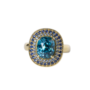 Lauren K. 18k Yellow Gold Blue Zircon & Blue Sapphire Ring