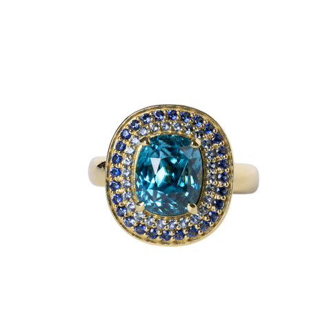 Lauren K. 18k Yellow Gold Blue Zircon & Blue Sapphire Ring