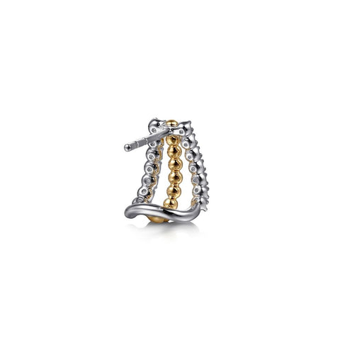 Gabriel & Co. 14k Yellow and White Gold Bujukan J Diamond Hoop Earrings