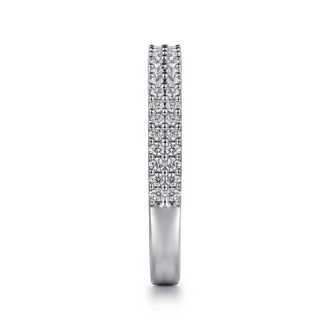14K White Gold Double Row Diamond Band - .32cttw