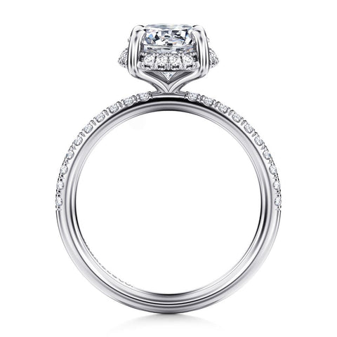Gabriel & Co. Suede -14K White Gold Round Hidden Halo Diamond and 1.7mm Shank