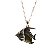 14k Yellow Gold Abalon & Diamond Necklace