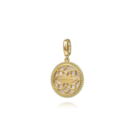 Gabriel & Co. 14K Yellow Gold Mother-of-Pearl Diamond & Blue Sapphire Compass Pendant