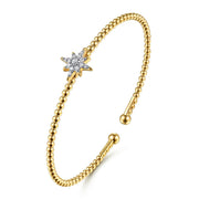 Gabriel & Co. 14k Yellow Gold Bujukan & Diamond Starburst Bangle Bracelet - .18cttw