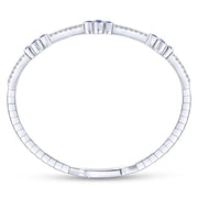 Gabriel & Co. 14k White Gold Bangle With Diamond And Sapphire Quatrefoil Stations