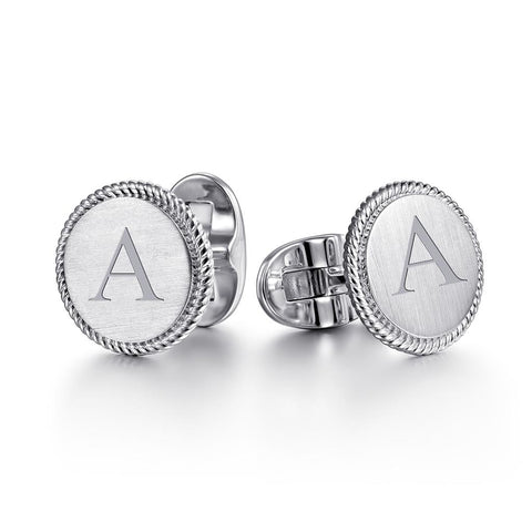 Gabriel & Co. Sterling Silver Round Cufflinks With Twisted Rope Trim