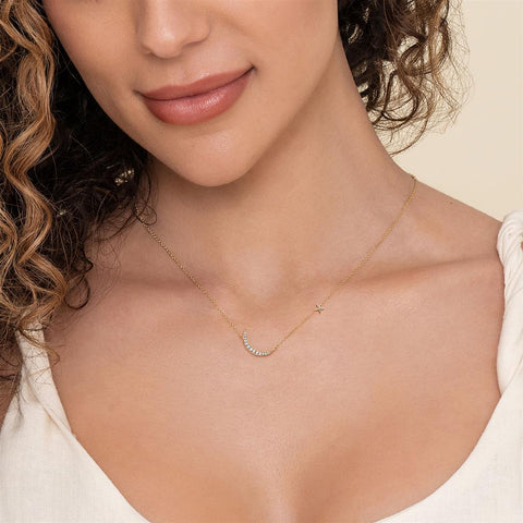 Gabriel & Co. 14k Yellow Gold Moon & Star Diamond Necklace