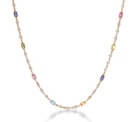 Roberto Coin 18k Yellow Gold Diamond By The Inch Mixed Stone Necklace