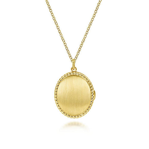 Gabriel & Co 14K Yellow Gold Oval Locket Necklace with Twisted Rope Frame