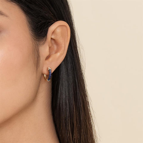 Gabriel & Co. 14k Yellow Gold Blue Sapphire Huggie Hoop Earrings - .46cttw