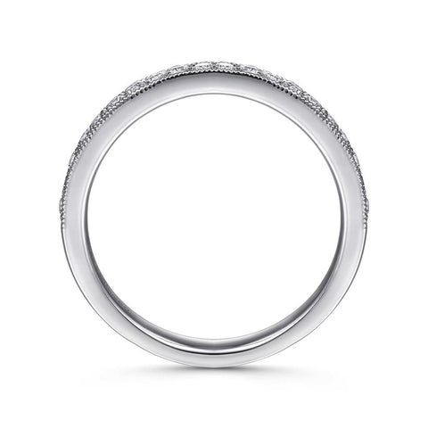 Gabriel & Co. 14K White Gold Micro Pavé Diamond Wedding Band with Millgrain - .24cttw