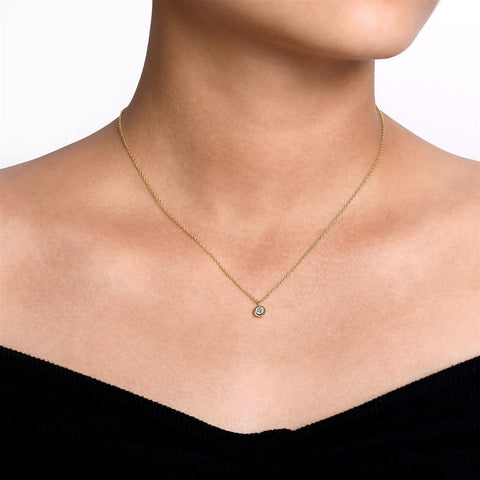 Gabriel & Co. 14K Yellow Gold Bezel Set White Sapphire Necklace