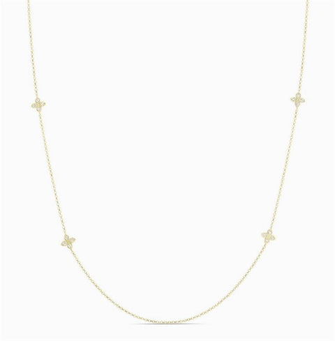 Roberto Coin 18k Yellow Gold Love By The Inch Flower Station Necklace - .49cttw