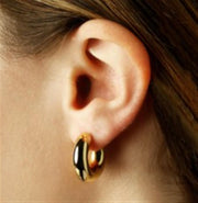 14K Yellow Gold Cubby Hoop Earrings