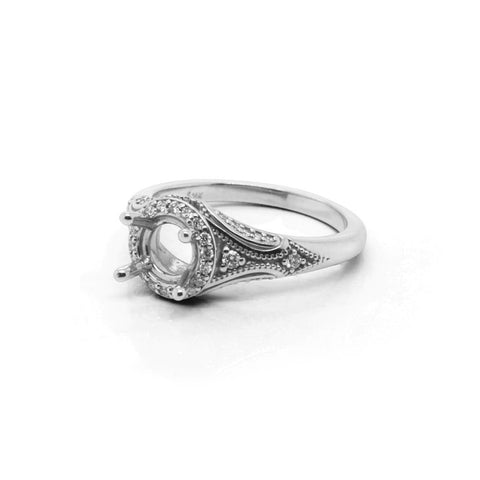 14K White 6.5 mm Round 1/4 CTW Diamond Semi-Set Engagement Ring