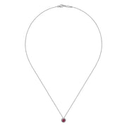 Gabriel & Co. 14k White Gold Diamond Halo Pink Tourmaline Pendant Necklace