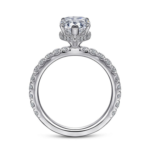Gabriel & Co. Alina - 14K White Gold Hidden Halo Pear Shape Diamond Engagement Setting