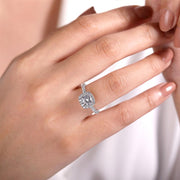 Gabriel & Co Lyla - 14K White Gold Cushion Halo Round Diamond Engagement Ring