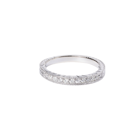 14k White Gold Diamond Wedding Band - .20cttw