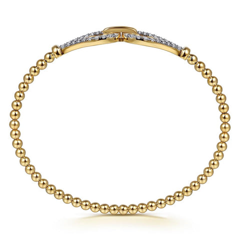 Gabriel & Co. 14k Yellow Gold Bujukan Bead & Diamond Bangle Bracelet -.75cttw