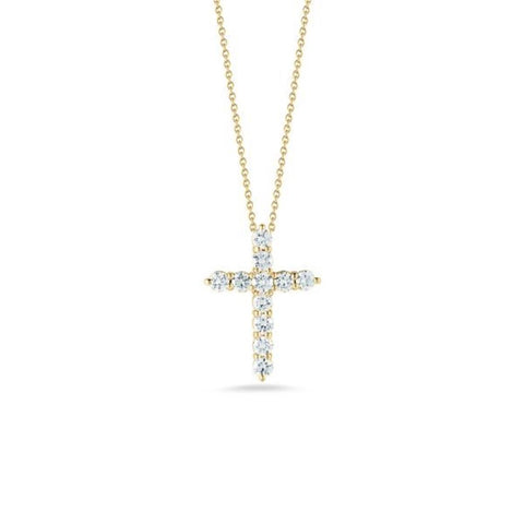 Roberto Coin 18k yellow Gold Tiny Treasures Diamond Cross Necklace - .88cttw