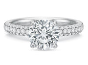 18k White Gold Modern Classics 3 Row Pave Diamond Engagement Ring Mounting