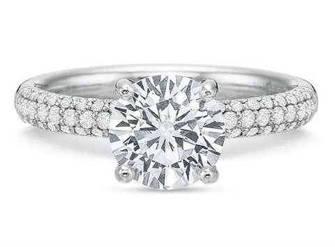18k White Gold Modern Classics 3 Row Pave Diamond Engagement Ring Mounting