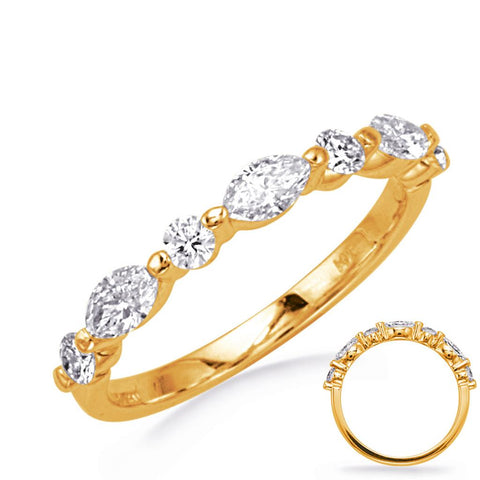 14K Yellow Gold Diamond Band With Aterninating Marquise And Round Diamonds