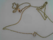 14k Yellow Gold Bezel Set .19ct Round Diamond Station Necklace - .20cttw