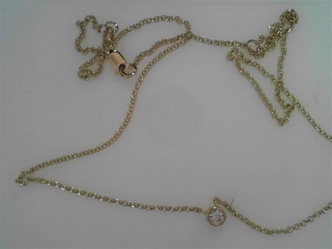 14k Yellow Gold Bezel Set .19ct Round Diamond Station Necklace - .20cttw