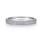 Gabriel & Co. 14K White Gold Micro Pavé Diamond Wedding Band with Millgrain - .24cttw