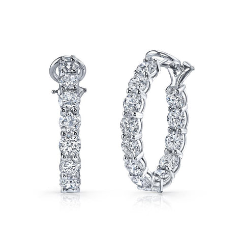 18k White Gold Diamond Hoop Earrings - 14.06cttw