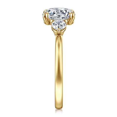 Gabriel & Co. 14k Yellow Gold 3-Stone Engagement Ring Mounting - .34cttw