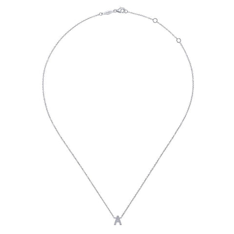 Gabriel & Co. 14k White Gold "A" Initial Necklace