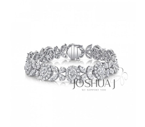 Platinum Diamond Blossom Bracelet - 19.15cttw