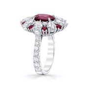 18k White Gold 3.01ct Oval Cut Ruby & Diamond Ring