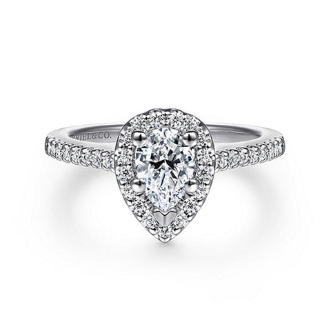 Gabriel & Co 14K White Gold Pear Shape Halo Diamond Engagement Setting