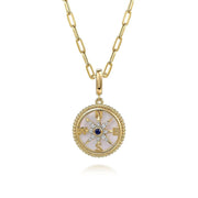 Gabriel & Co. 14K Yellow Gold Mother-of-Pearl Diamond & Blue Sapphire Compass Pendant