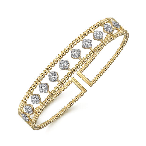 Gabriel & Co. 14k Yellow Gold Bujukan Wide Diamond Bangle Bracelet - .73cttw