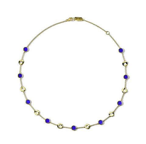 Ippolita Polished Rock Candy Wavy Disc & Stone Slice Necklace - 18k Yellow Gold in Lapis