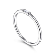 Gabriel & Co. 14k White Gold Bar Set Baguette Diamond Ring