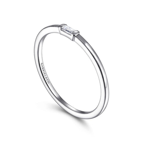 Gabriel & Co. 14k White Gold Bar Set Baguette Diamond Ring