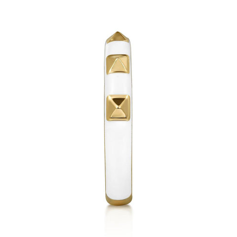 Gabriel & Co. 14k Yellow Gold Pyramid Stackable White Enamel Ring