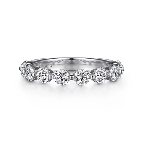 Gabriel & Co Devinne - 14K White Gold Single Prong Diamond Anniversary Band