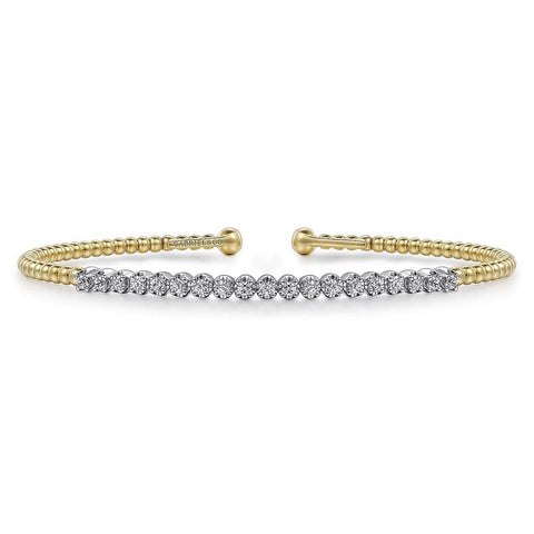 Gabriel & Co. 14K White-Yellow Gold Bujukan Diamond Cuff Bracelet