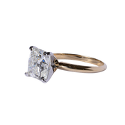 14k Yellow Gold 3.35ct Cushion Cut Diamond Solitaire Engagement Ring